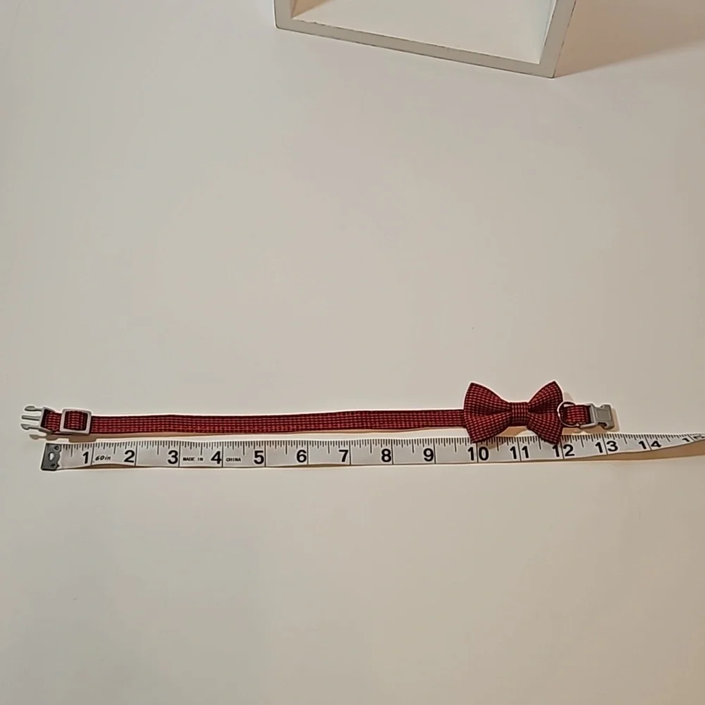 Raccolta Plastica Pet Essential Bow Collar Red Black Houndstooth pattern S-M Pet